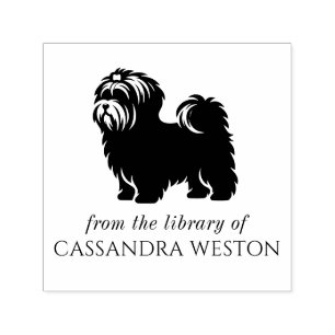 Yorkie Silhouette Minimalistisch #4 Bibliotheksnam Permastempel