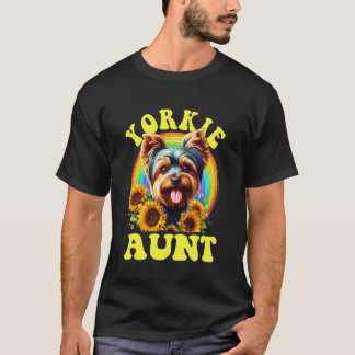 Yorkie Tante Yorkshire Terrier Hund Sonnenblume T-Shirt