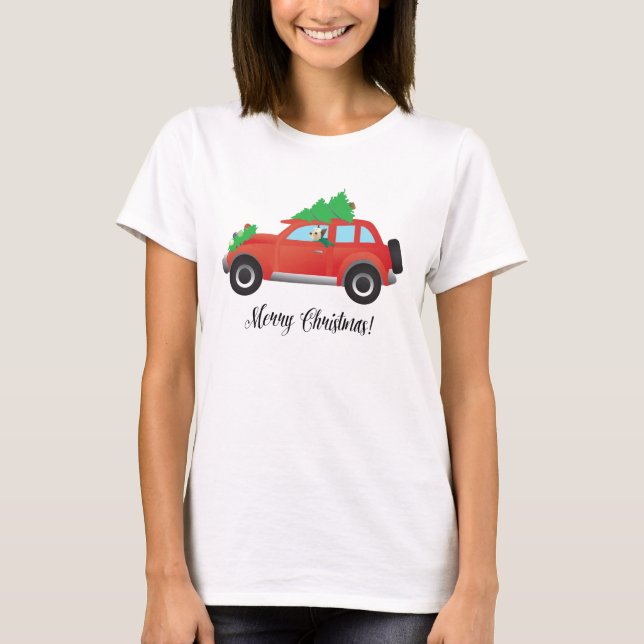 Yorkie Terrier dog Autofahren T-Shirt (Vorderseite)