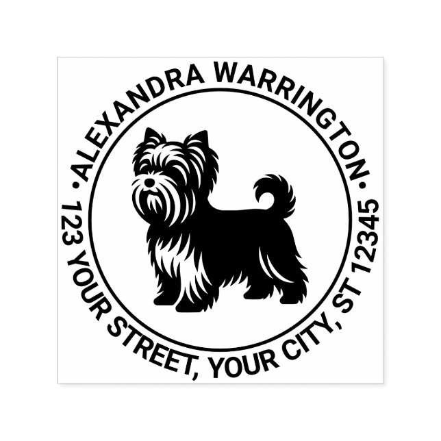 Yorkie Terrier Dog Stehend Sil Name Ret Adresse Permastempel (Design)