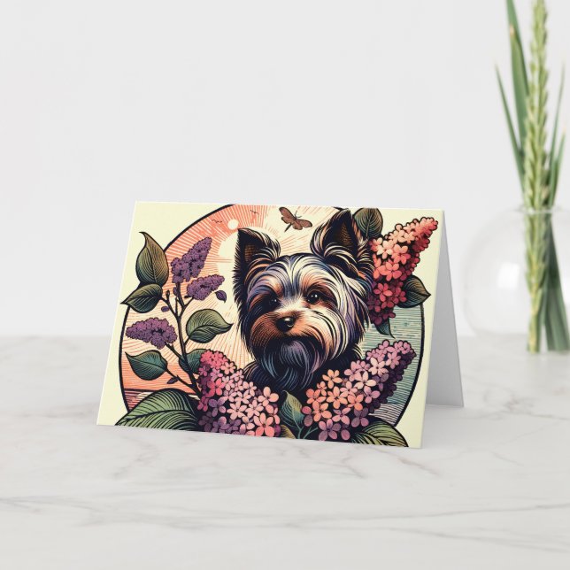 Yorkie Terrier Dog Yorkshire terroir Flora Karte (Vorderseite)