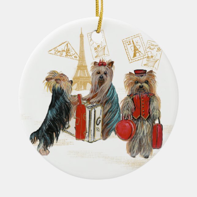 Yorkie Travel Paris Weihnachtsschmuck (Vorne)