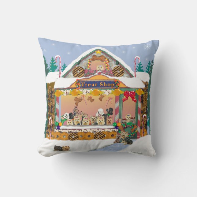Yorkie Treat Shop Coussin de Noël (Recto)