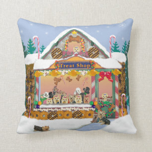 Yorkie Treat Shop Coussin de Noël