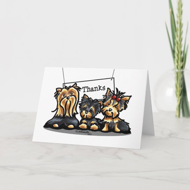 Yorkie Trio Vielen Dank Dankeskarte (Vorderseite)