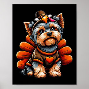 Yorkie Truthahn-Outfit Süßer Yorkshire Terrier Hun Poster
