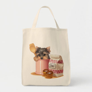 Yorkie und Schokoladenkleine kuchen Tragetasche