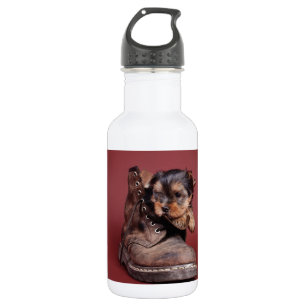 Yorkie und Stiefel Edelstahlflasche