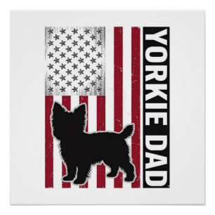 Yorkie-Vater-patriotisches-vintage-graviertes-Hund Poster