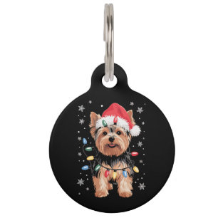 Yorkie Weihnachts Hund Lang Xmas Geschenk Haustiermarke