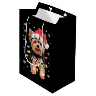 Yorkie Weihnachtshund Lang Xmas Geschenk Mittlere Geschenktüte