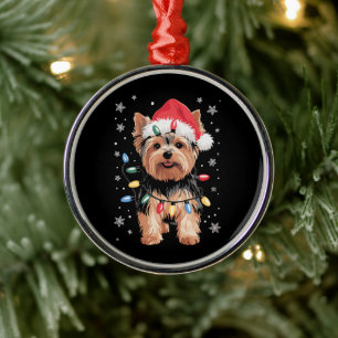 Yorkie Weihnachtshund Lang Xmas Geschenk Ornament Aus Metall