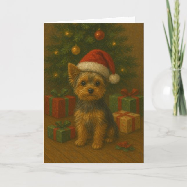 Yorkie-Weihnachtskarte Karte (Vorderseite)