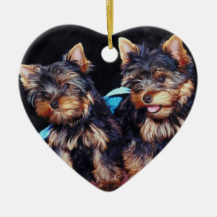 Yorkie Weihnachtsverzierungen Keramikornament