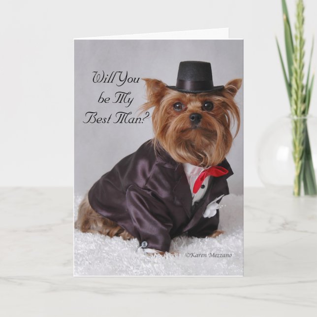 Yorkie, wirst du mein Trauzeuge sein? Einladung (Vorderseite)