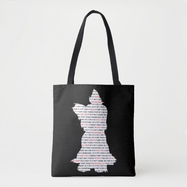 Yorkie/Wort-Kunst Yorkshires Terrier Tasche (Vorderseite)