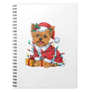 Yorkie Xmas Lighting Santa Yorkie Dog Weihnachten Notizblock