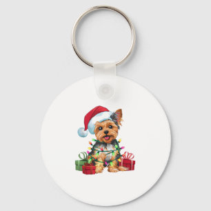 Yorkie Xmas Lighting Weihnachtsmannmütze Yorkie Do Schlüsselanhänger