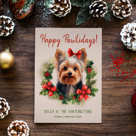 Yorkie Yorkshire Terrier Dog Christmas Feiertagskarte