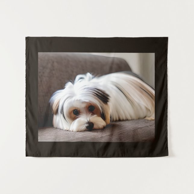Yorkie, Yorkshire Terrier, Ennui, Wandteppich (Vorderseite (Horizontal))