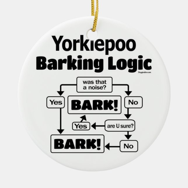 Yorkiepoo Barking Logic Keramik Ornament (Vorne)