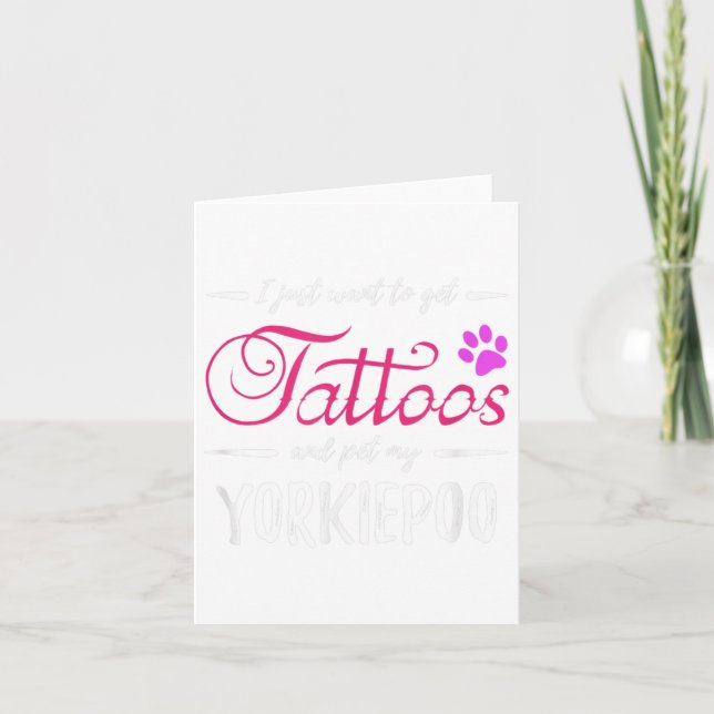 Yorkiepoo Dog Lover Tattoo Funny Dog Mama Geschenk Karte (Vorderseite)