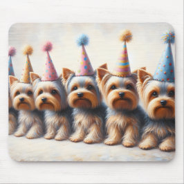 Yorkies mit Party Hats Mousepad