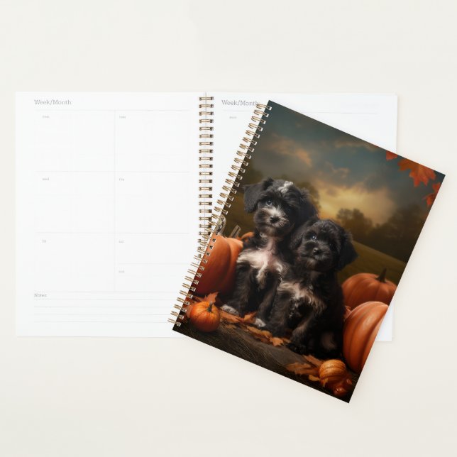 Yorkipoo Chiot Automne Citrouille délice (Devant avec enveloppe)