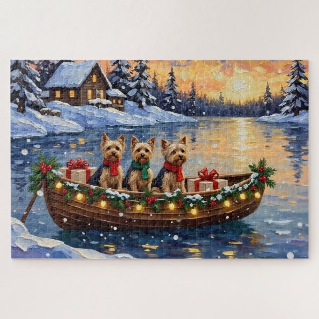 Yorkipoo Christmas Boat Holiday (Horizontal)