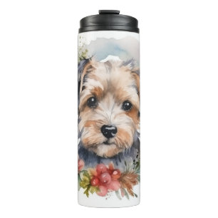 Yorkipoo Christmas Wreath Festive Pup Thermosbecher