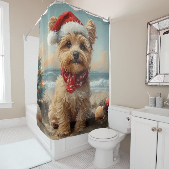 Yorkipoo Dog Christmas Vintag Beach Duschvorhang (Beispiel)