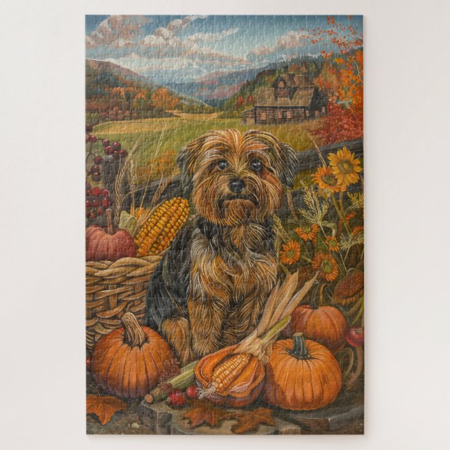 Yorkipoo Dog Herbsternte Erntedank (Vertikal)