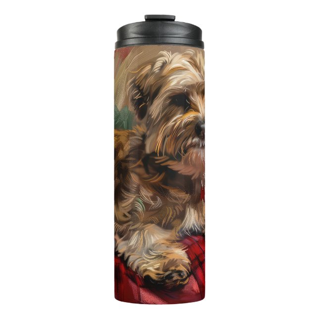 Yorkipoo Dog Weihnachtsfest Thermosbecher (Vorderseite)