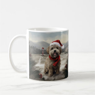 Yorkipoo Dog zu Weihnachten im Schnee Kaffeetasse