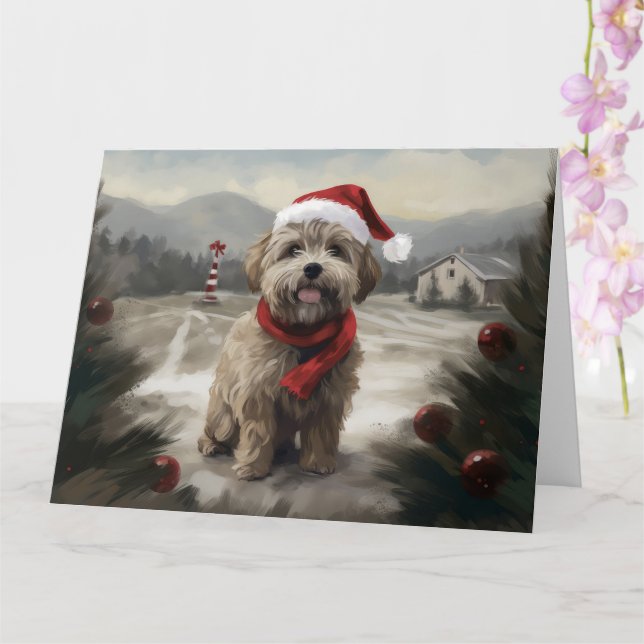 Yorkipoo Dog zu Weihnachten im Schnee Karte (Orchidee)
