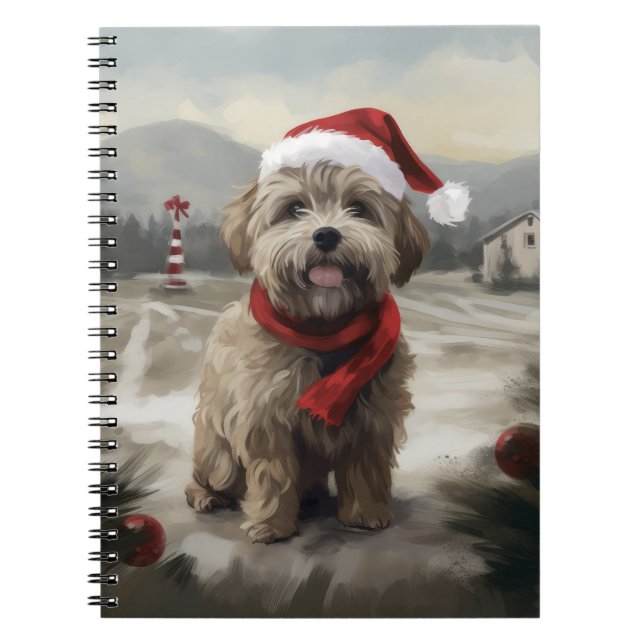 Yorkipoo Dog zu Weihnachten im Schnee Notizblock (Vorderseite)