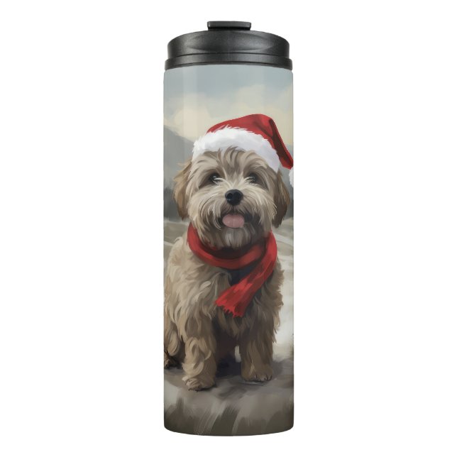 Yorkipoo Dog zu Weihnachten im Schnee Thermosbecher (Vorderseite)