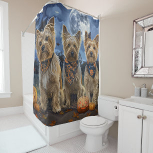 Yorkipoo Halloween Gruselig  Duschvorhang