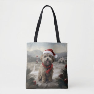 Yorkipoo-Hund im Schnee Weihnachten Tasche