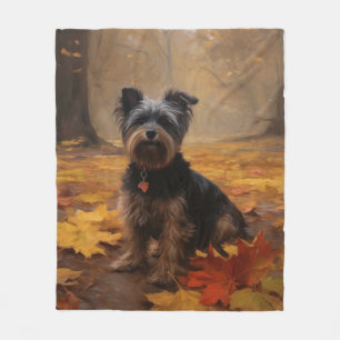 Yorkipoo im Herbst inspiriert durch fallende Blätt Fleecedecke