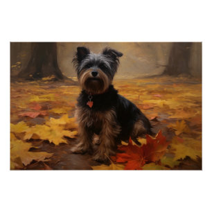 Yorkipoo im Herbstfall Inspiriert Poster