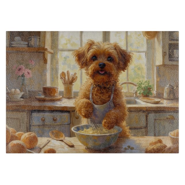 Yorkipoo Kochen in der Küche Schneidebrett (Vorderseite)