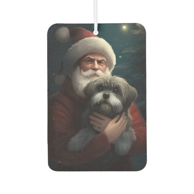 Yorkipoo mit Weihnachtsfeiern Autolufterfrischer (Vorderseite)