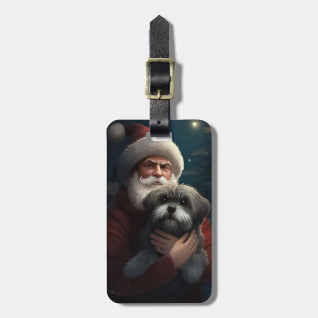 Yorkipoo mit Weihnachtsfeiern Gepäckanhänger (Vorderseite vertikal)
