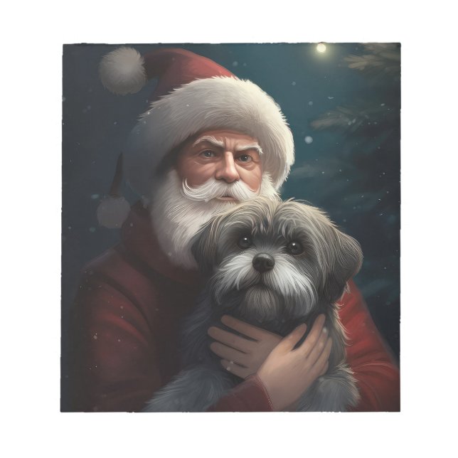 Yorkipoo mit Weihnachtsfeiern Notizblock (Vorderseite)