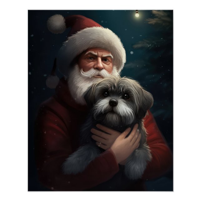 Yorkipoo mit Weihnachtsfeiern Poster (Vorderseite)