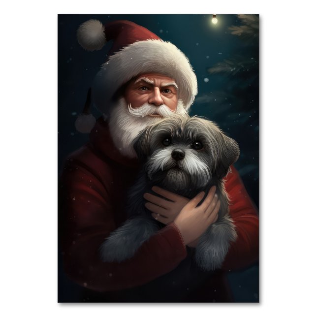 Yorkipoo mit Weihnachtsfeiern Tischnummer (Vorderseite)