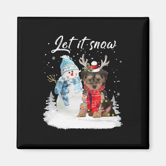 Yorkipoo Santa Dog Weihnachtsschneemann Xmas Pajam Magnet (Vorne)