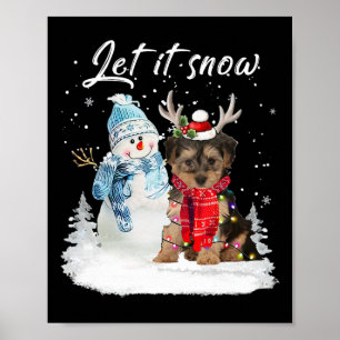Yorkipoo Santa Dog Weihnachtsschneemann Xmas Pajam Poster