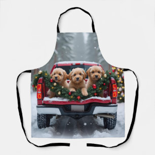 Yorkipoo Weihnachten Rotes Lastwagen Geschenk Schürze